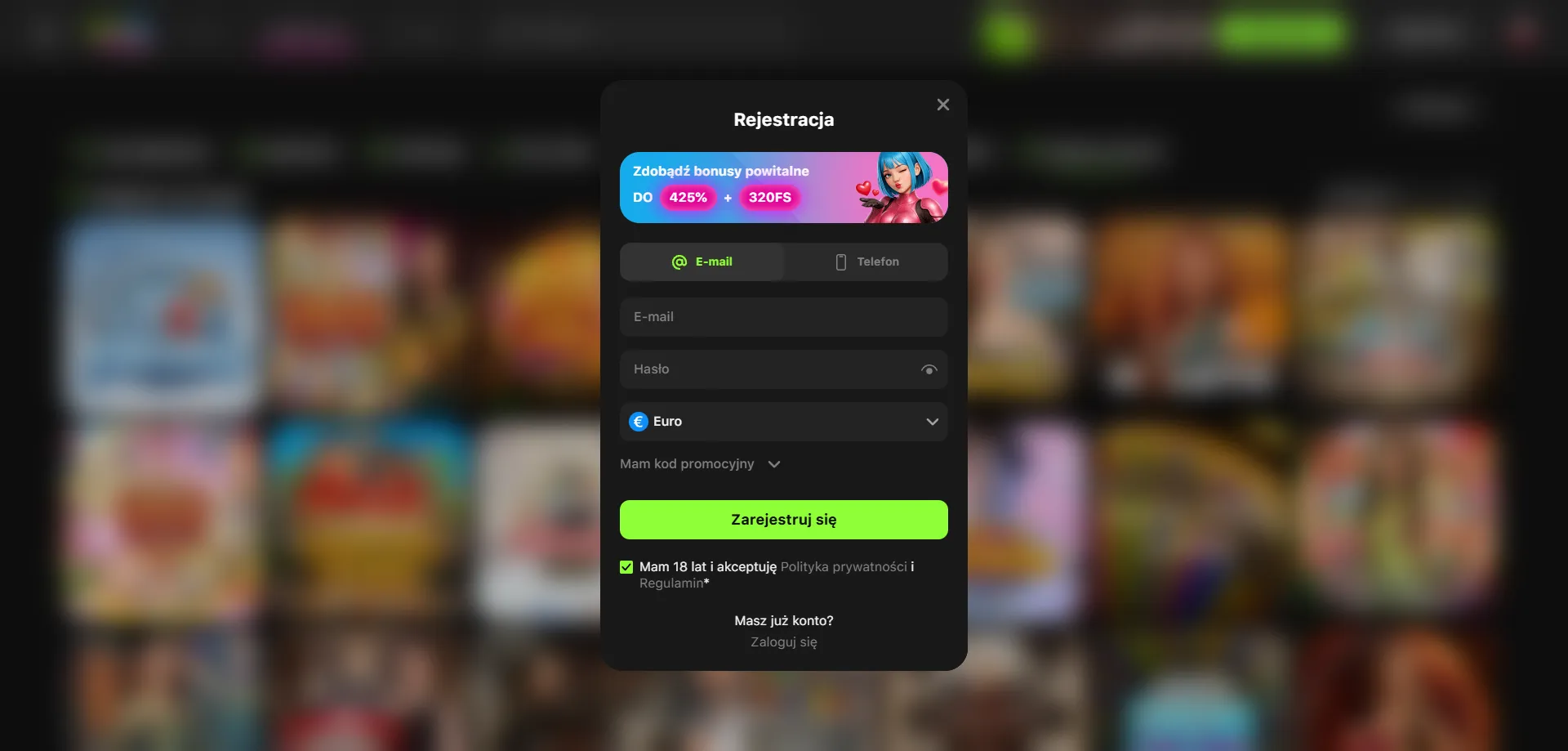 Proces rejestracji konta gracza w GameSpot Casino