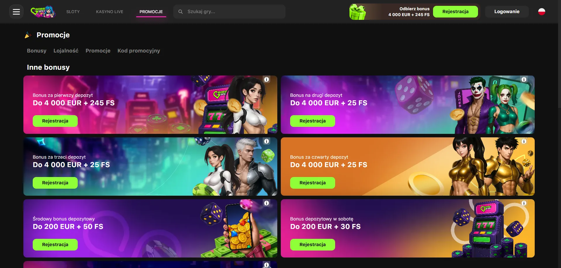 Atrakcyjne bonusy i promocje w GameSpot Casino PL